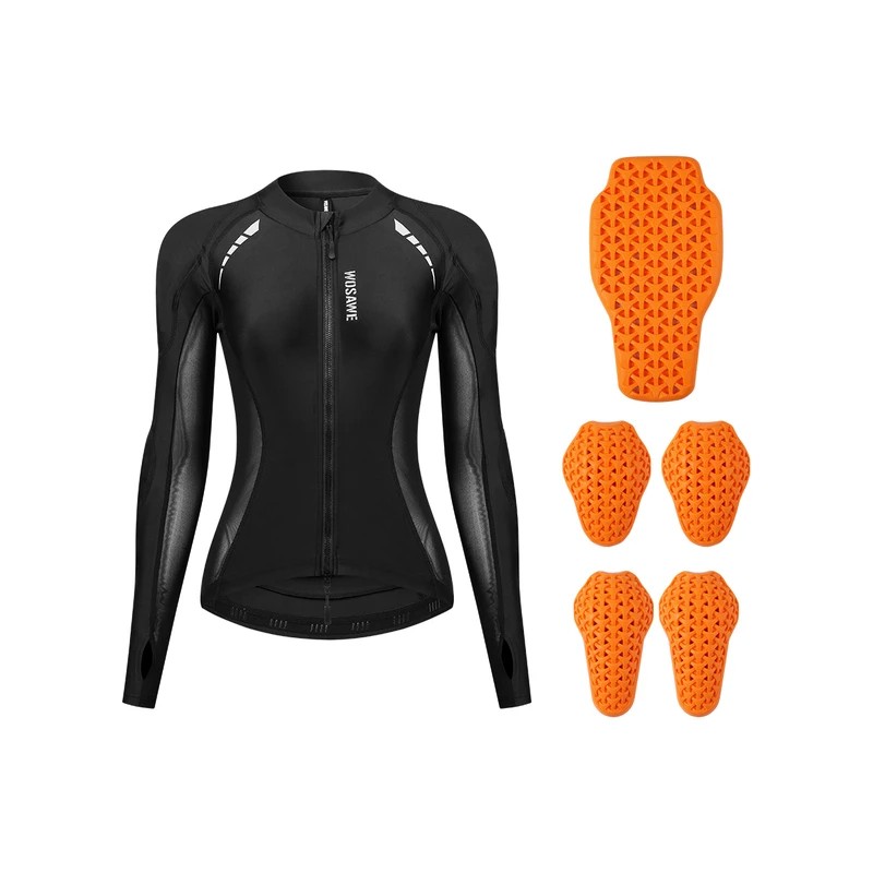 WOSAWE Women Motorcycle Jacket Body Armor CE Certified Summer Motocross Riding Clothing Black