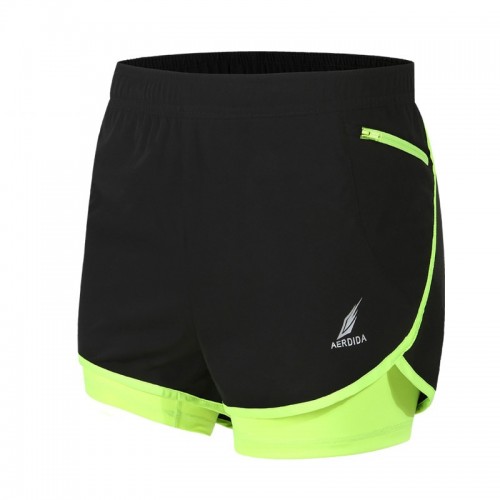 2 in 1 Men Marathon Running Shorts Gym Trunks Black