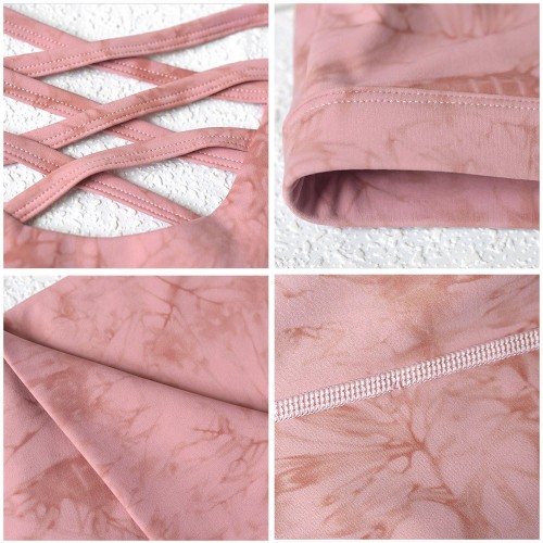 New Yoga Set 2Pcs Tie Dye Sport Leggings Top